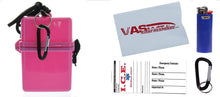 Load image into Gallery viewer, Pink Waterproof Cigarette Pack Case (Spills &amp; Splashes), with BIC Lighter &amp; Bonus RFID Protection Credit Card Sleeve! - Travel Beach Pool Boating &amp; Camping Hard ABS Plastic Lanyard &amp; Carabiner