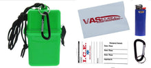 Load image into Gallery viewer, Green Waterproof Cigarette Pack Case (Spills &amp; Splashes), with BIC Lighter &amp; Bonus RFID Protection Credit Card Sleeve! - Travel Beach Pool Boating &amp; Camping Hard ABS Plastic Lanyard &amp; Carabiner