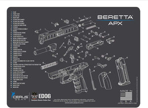 EDOG USA BANDIT 29 Pc Pistol Cleaning System - Compatible with Beretta APX - Schematic (Exploded View) Mat, Range Warrior Universal .22 9mm - .45 Kit & Clenzoil CLP & Hoppes Gun Oil & Patchs