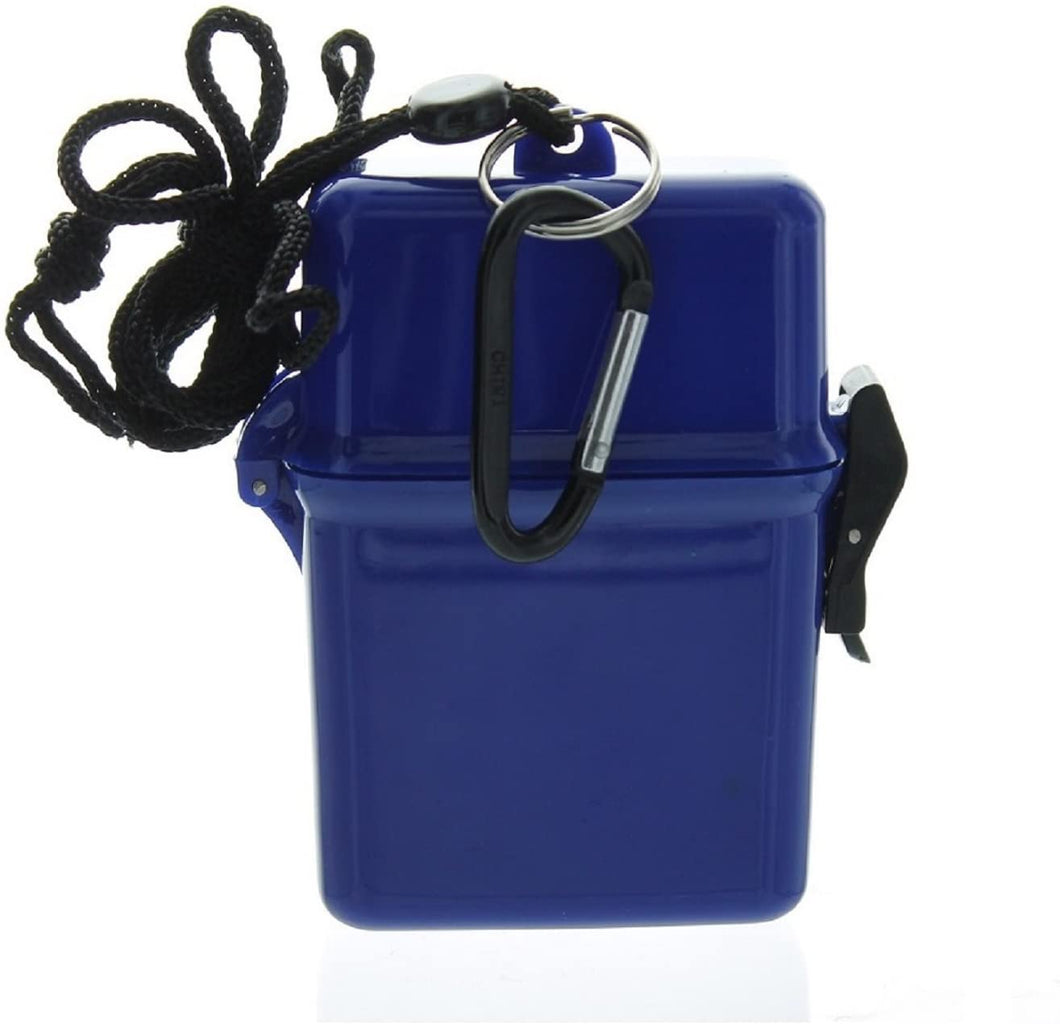 EDOG BLUE TRAVEL / SURVIVAL WATERPROOF DRY “O” BOX LANYARD BINER & ICE CARD
