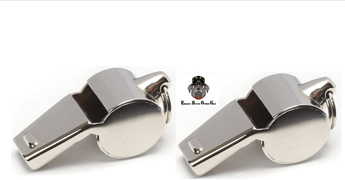 EDOG Metal COACHES SPORTS WHISTLE - Perfect for Referees Officials, Police, Lifeguards & EmergencY- Set of 2 With Lanyards - Sports Whistles
