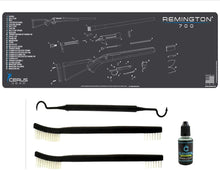 Load image into Gallery viewer, EDOG Remington 700 5 Pc Schematic (Exploded View) Heavy Duty Rifle Cleaning 12”x 36” Padded Gun-Work Surface Protector Mat Solvent &amp; Oil Resistant &amp; 4 Pc Cleaning Essentials