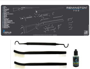 EDOG Remington 700 5 Pc Schematic (Exploded View) Heavy Duty Rifle Cleaning 12”x 36” Padded Gun-Work Surface Protector Mat Solvent & Oil Resistant & 4 Pc Cleaning Essentials