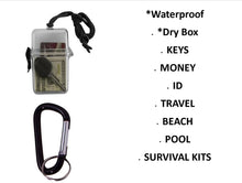 Load image into Gallery viewer, Readi USA Waterproof ID Case &amp; Carabiner - Clear with Black Cord/Latch - Bug Out Boxes, Beach, Pool, Spa &amp; Boat