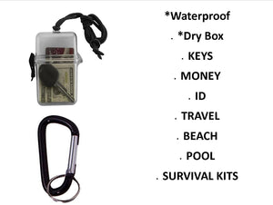 Readi USA Waterproof ID Case & Carabiner - Clear with Black Cord/Latch - Bug Out Boxes, Beach, Pool, Spa & Boat