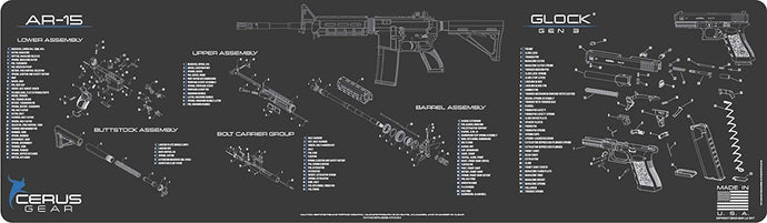 Cerus Gear Jumbo 12" X 27" Glock Instructional Gun Cleaning Mat - Flat Dark Earth FDE