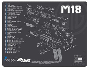 EDOG USA BANDIT 29 Pc Pistol Cleaning System - Compatible with Sig Sauer M18 - Schematic (Exploded View) Mat, Range Warrior Universal .22 9mm - .45 Kit & Clenzoil CLP & Hoppes Gun Oil & Patchs
