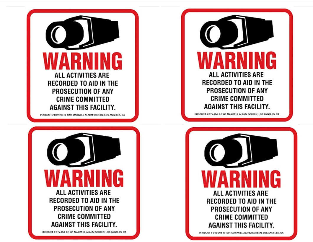 4 Security Camera Video Surveillance System Decal Stickers 4