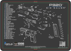 EDOG SIG P320 5 PC Cerus Gear Schematic (Exploded View) Heavy Duty Pistol Cleaning 12x17 Padded Gun-Work Surface Protector Mat Solvent & Oil Resistant & 3 PC Cleaning Essentials & Clenzoil