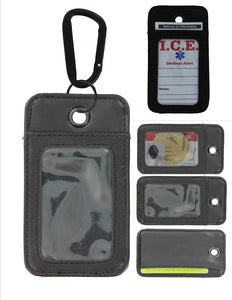 EDOG EDC / TACTICAL 100% LEATHER KEY CHAIN WALLET WITH CARABINER & I.C.E. CARDS