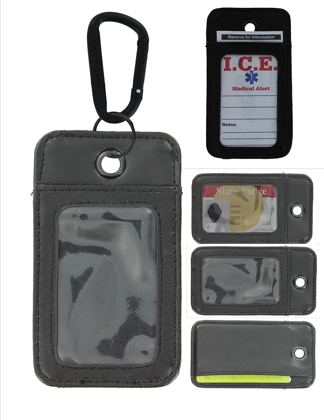 EDOG EDC / TACTICAL 100% LEATHER KEY CHAIN WALLET WITH CARABINER & I.C.E. CARDS