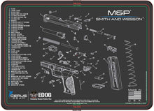 Load image into Gallery viewer, EDOG USA Compatible for Smith &amp; Wesson M&amp;P - 5 PC Schematic (Exploded View) Heavy Duty Pistol Cleaning Padded Work Surface Protector Mat Solvent &amp; Oil Resistant &amp; 3 PC Cleaning Essentials &amp; Clenzoil