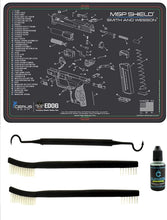 Load image into Gallery viewer, EDOG USA Compatible for Smith &amp; Wesso M&amp;P Shield - 5 PC Schematic (Exploded View) Pistol Cleaning Padded Gun-Work Surface Protector Mat Solvent &amp; Oil Resistant &amp; 3 PC Cleaning Essentials &amp; Clenzoil