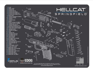 EDOG Gunslinger 20 PC Gun Cleaning Kit - Pistol Mat Compatible with Springfield Armory Hellcat - Schematic (Exploded View) Mat, Gunslinger Universal .22 .38 .357 9mm .40 & .45 Caliber Kit