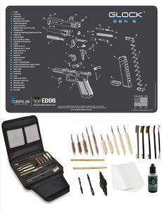 EDOG Gunslinger 20 PC Gun Cleaning Kit - Pistol Mat Compatible with Gen5 - Schematic (Exploded View) Mat, Gunslinger Universal .22 .38 .357 9mm .40 & .45 Caliber Kit
