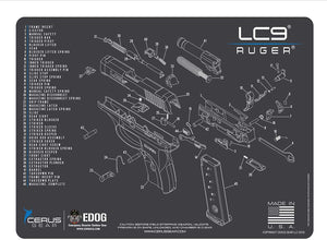 EDOG USA BANDIT 29 Pc Pistol Cleaning System - Compatible with Ruger LC9 - Schematic (Exploded View) Mat, Range Warrior Universal .22 9mm - .45 Kit & Clenzoil CLP & Hoppes Gun Oil & Patchs