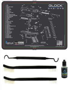 EDOG Glock 42/43 5 PC Cerus Gear Schematic (Exploded View) Heavy Duty Pistol Cleaning 12x17 Padded Gun-Work Surface Protector Mat Solvent & Oil Resistant & 3 PC Cleaning Essentials & Clenzoil