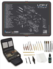 Load image into Gallery viewer, EDOG Gunslinger 20 PC Gun Cleaning Kit - Pistol Mat Compatible with Ruger LCP II - Schematic (Exploded View) Mat, Gunslinger Universal .22 .38 .357 9mm .40 &amp; .45 Caliber Kit