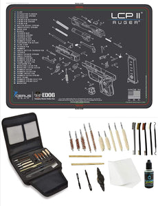 EDOG Gunslinger 20 PC Gun Cleaning Kit - Pistol Mat Compatible with Ruger LCP II - Schematic (Exploded View) Mat, Gunslinger Universal .22 .38 .357 9mm .40 & .45 Caliber Kit