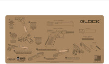 Load image into Gallery viewer, Range Warrior 27 Pc Gun Cleaning Kit - Compatible with All Glock Pistols - Tan Instructional Step by Step Pistol Mat .22 9mm - .45 Kit