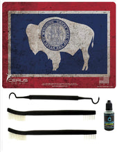 Load image into Gallery viewer, EDOG Wyoming State Pride Flag 5 PC Heavy Duty Pistol Cleaning 12x17 Padded Gun-Work Surface Protector Mat Solvent &amp; Oil Resistant &amp; 3 PC Cleaning Essentials &amp; Clenzoil