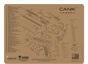 EDOG USA BANDIT 29 Pc Pistol Cleaning System - Compatible with Canik TP9 - Tan - Schematic (Exploded View) Mat, Range Warrior Universal .22 9mm - .45 Kit & Clenzoil CLP & Hoppes Gun Oil & Patchs