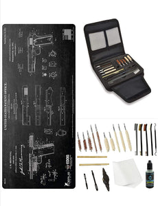 EDOG Gunslinger 20 PC Gun Cleaning Kit - Pistol Mat Compatible with Browning Original 1911 Patent - Schematic (Exploded View) Mat, Gunslinger Universal .22 .38 .357 9mm .40 & .45 Caliber Kit