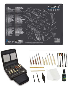 EDOG Gunslinger 20 PC Gun Cleaning Kit - Pistol Mat Compatible with Ruger SR9 - Schematic (Exploded View) Mat, Gunslinger Universal .22 .38 .357 9mm .40 & .45 Caliber Kit