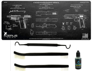 Ultimate 1911 Collectors/Owners Patent Drawing 12x27 Heavy Duty Gun Cleaning Mat & EDOG 4PC Cleaning Kit