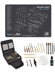EDOG Gunslinger 20 PC Gun Cleaning Kit - Pistol Mat Compatible with Keltec PMR-30 - Schematic (Exploded View) Mat, Gunslinger Universal .22 .38 .357 9mm .40 & .45 Caliber Kit
