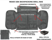 Load image into Gallery viewer, Portable Folding Barbecue Grill Stove Bag &amp; SE BG107 Stove Bar-B-Que Grill Kits | Molle Straps | Carabiner Hooks | Backpacking | Hiking |Tail Gate Cooking (Deluxe Bag ONLY)