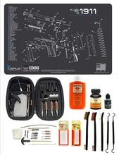Load image into Gallery viewer, Range Warrior 27 Pc Gun Cleaning Kit - Compatible with 1911 - Schematic (Exploded View) Mat .22 9mm - .45 Kit