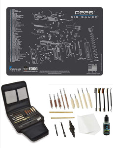 EDOG Gunslinger 20 PC Gun Cleaning Kit - Pistol Mat Compatible with Sig P226 - Schematic (Exploded View) Mat, Gunslinger Universal .22 .38 .357 9mm .40 & .45 Caliber Kit