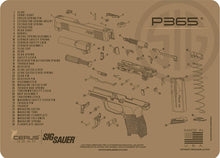 Load image into Gallery viewer, EDOG SIG P365 Tan (Exploded View) Flat Dark Earth PPistol Cleaning Mat &amp; Range Warrior Handgun Cleaning Kit &amp; E.D.O.G. Tac Pak Cleaning Essentials
