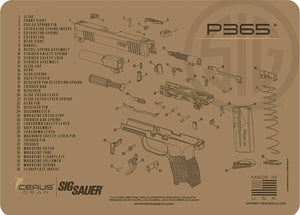 EDOG SIG P365 Tan (Exploded View) Flat Dark Earth PPistol Cleaning Mat & Range Warrior Handgun Cleaning Kit & E.D.O.G. Tac Pak Cleaning Essentials