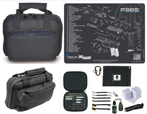 EDOG SIG P365 Promat & 11.5″ Double Gun Range Bag, Soft Padded & Compact & 28 PC Cleaning Essentials & Pro Mat Kit