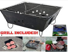 Load image into Gallery viewer, Portable Folding Barbecue Grill Stove Bag &amp; SE BG107 Stove Bar-B-Que Grill Kits | Molle Straps | Carabiner Hooks | Backpacking | Hiking |Tail Gate Cooking (Deluxe Bag, Stove &amp; Wise FIRE)