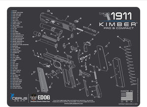 EDOG Gunslinger 20 PC Gun Cleaning Kit - Pistol Mat Compatible with Kimber 1911 PRO & Compact - Schematic (Exploded View) Mat, Gunslinger Universal .22 .38 .357 9mm .40 & .45 Caliber Kit