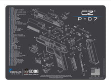 Load image into Gallery viewer, EDOG USA BANDIT 29 Pc Pistol Cleaning System - Compatible with CZ P-07 - Schematic (Exploded View) Mat, Range Warrior Universal .22 9mm - .45 Kit &amp; Clenzoil CLP &amp; Hoppes Gun Oil &amp; Patchs