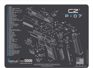 EDOG USA BANDIT 29 Pc Pistol Cleaning System - Compatible with CZ P-07 - Schematic (Exploded View) Mat, Range Warrior Universal .22 9mm - .45 Kit & Clenzoil CLP & Hoppes Gun Oil & Patchs