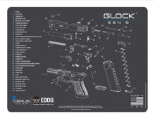 Load image into Gallery viewer, RangeMaster Elite EDC Bag Gun Cleaning Kit- Compatible for Gen 3 - Schematic Mat (Exploded View) with Hoppes Gun Oil No.9 Solvent &amp; Patches Clenzoil CLP 10 Pc Cleaning Accessories Set