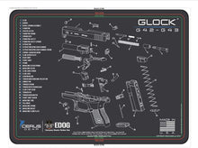Load image into Gallery viewer, RangeMaster Elite EDC Bag Gun Cleaning Kit- Compatible for G42 / G43 - Schematic Mat (Exploded View) with Hoppes Gun Oil No.9 Solvent &amp; Patches Clenzoil CLP 10 Pc Cleaning Accessories Set