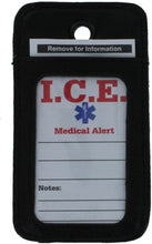 Load image into Gallery viewer, EDOG I.C.E. Lost Child &amp; Medical Alert Parent Locator Neck Wallet | Lanyard | Key Chain | Carabiner | I.C.E. Cards | Leather | Emergency Contacts | Medical | Allergy | Meds | Language
