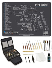 Load image into Gallery viewer, EDOG Gunslinger 20 PC Gun Cleaning Kit - Pistol Mat Compatible with Fabrique Nationale FN509 - Schematic (Exploded View) Mat, Gunslinger Universal .22 .38 .357 9mm .40 &amp; .45 Caliber Kit