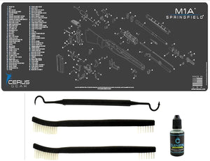 EDOG M1A 5 Pc Schematic (Exploded View) Heavy Duty Rifle Cleaning 12”x 36” Padded Gun-Work Surface Protector Mat Solvent & Oil Resistant & 4 Pc Cleaning Essentials