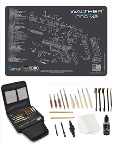 EDOG Gunslinger 20 PC Gun Cleaning Kit - Pistol Mat Compatible with Walther PPQ Mod 2 - Schematic (Exploded View) Mat, Gunslinger Universal .22 .38 .357 9mm .40 & .45 Caliber Kit