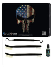 Load image into Gallery viewer, EDOG The Reaper Angel of Death 5 PC Cerus Gear Heavy Duty Pistol Cleaning 12x17 Padded Gun-Work Surface Protector Mat Solvent &amp; Oil Resistant &amp; 3 PC Cleaning Essentials &amp; Clenzoil, Made in The USA