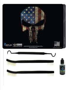 EDOG The Reaper Angel of Death 5 PC Cerus Gear Heavy Duty Pistol Cleaning 12x17 Padded Gun-Work Surface Protector Mat Solvent & Oil Resistant & 3 PC Cleaning Essentials & Clenzoil, Made in The USA