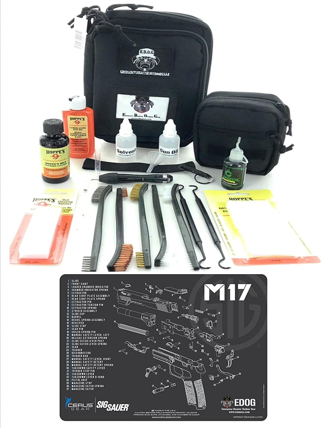 RangeMaster Elite EDC Bag Gun Cleaning Kit- Compatible for Sig Sauer M17 - Schematic (Exploded View) Pistol ProMatRangeMaster Elite .22 to .45 Easy Pack & Carry Pistol Cleaning Essentials Kit