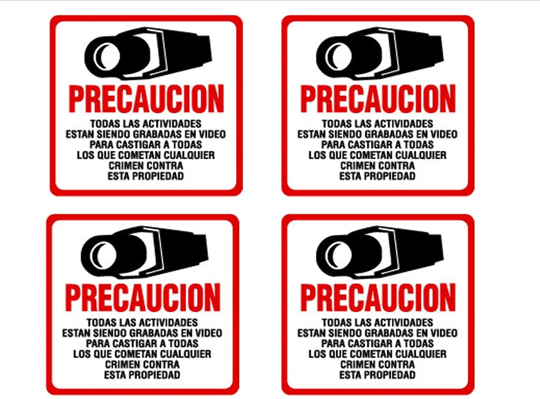 4 Spanish Security Camera Video Surveillance System Decal Stickers 4